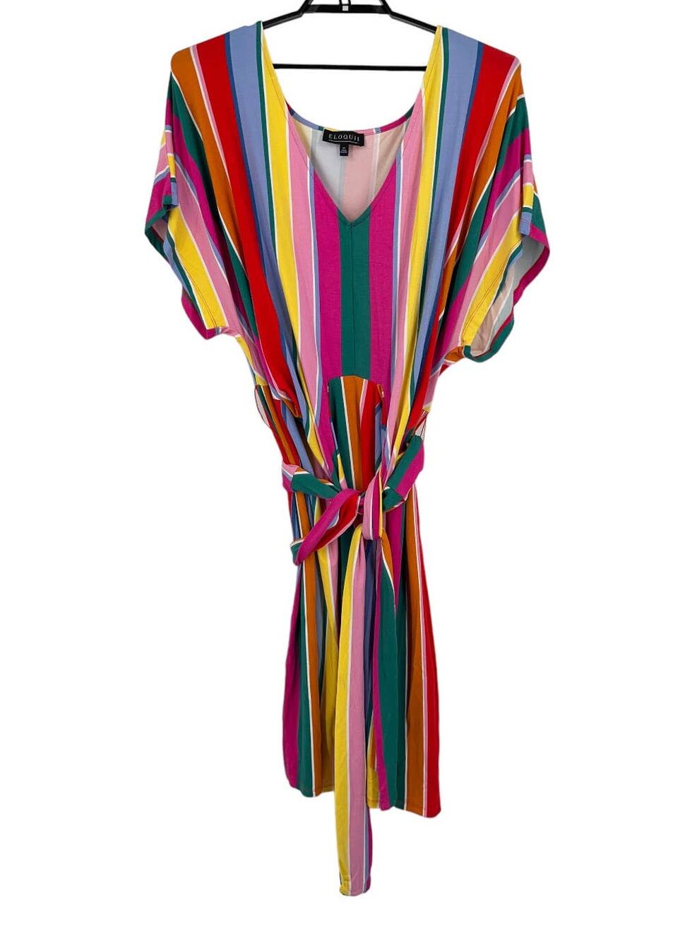 Eloquii dress striped wrap around stretch size 24